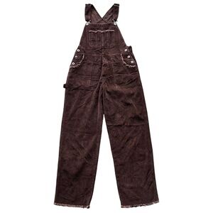 VTG Carolina Blues Chocolate Brown Corduroy Wide Leg Overalls 100% Cotton M